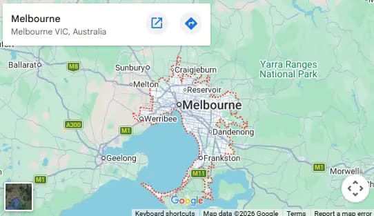 Melbourne locksmith service area map preview